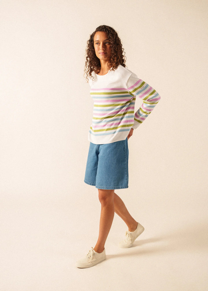 ECRINS COTTON TRICOLOUR STRIPED SWEATER  "ACCALMIE"