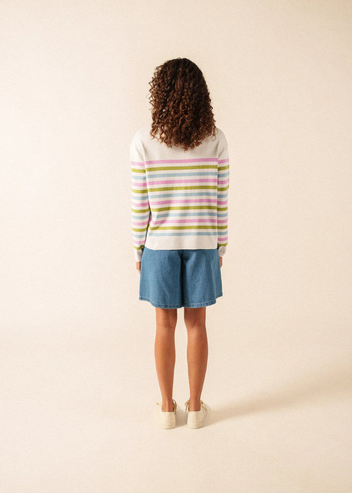 ECRINS COTTON TRICOLOUR STRIPED SWEATER  "ACCALMIE"