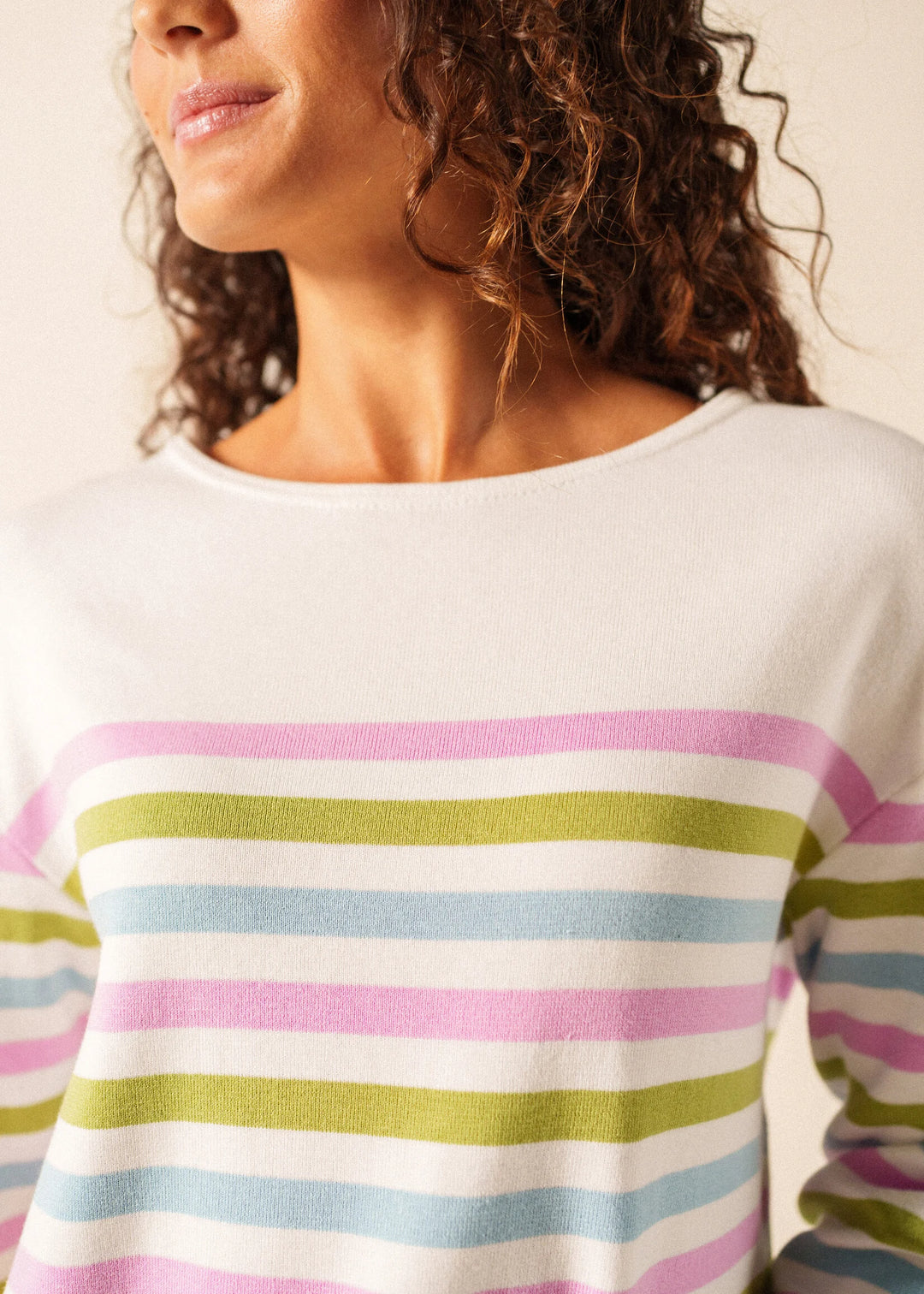 ECRINS COTTON TRICOLOUR STRIPED SWEATER  "ACCALMIE"