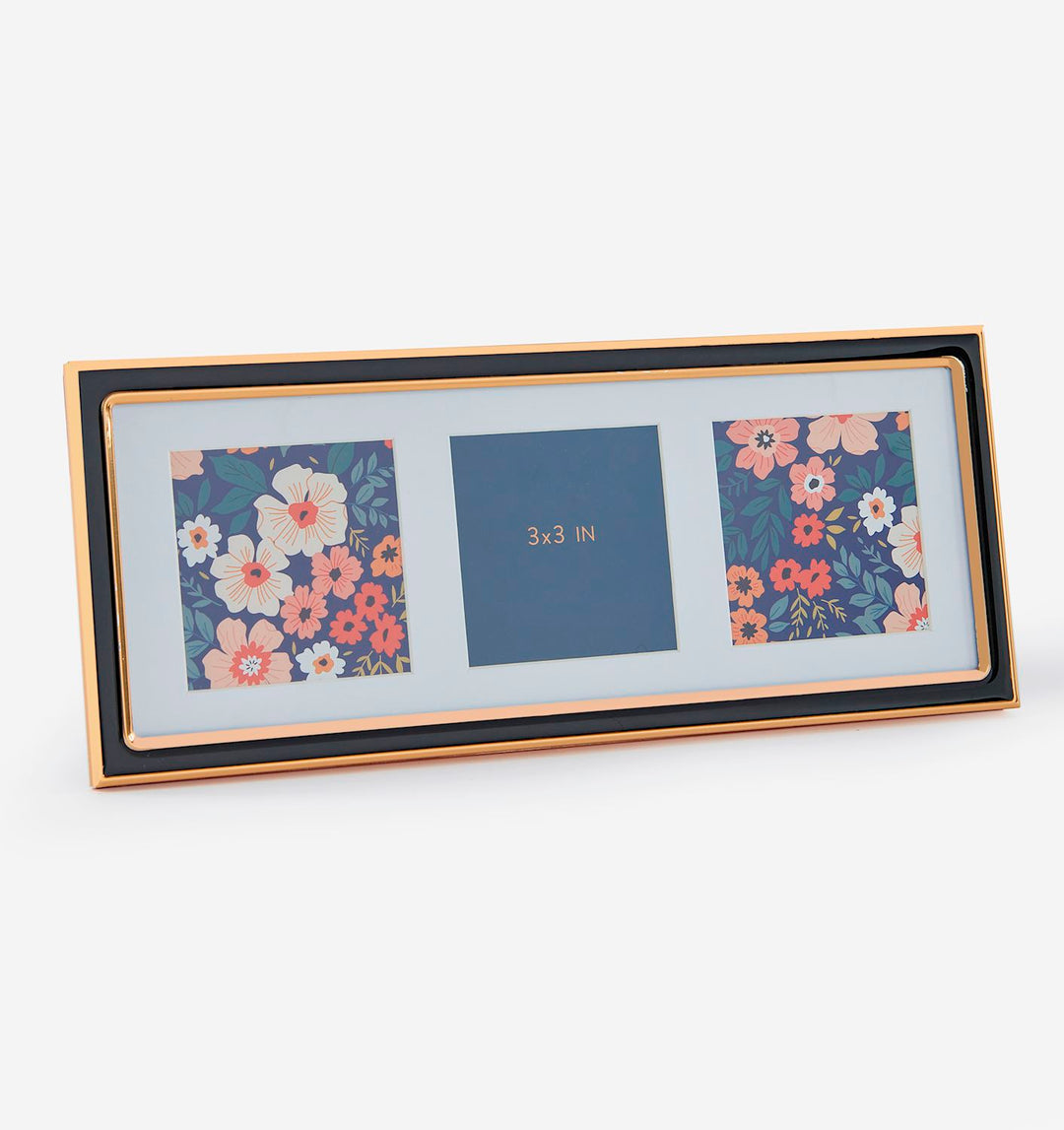 BLACK &amp; GOLD MULTI PHOTO FRAME 3X3&