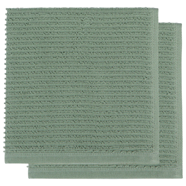 ELM GREEN RIPPLE DISHCLOTHS - SET OF TWO