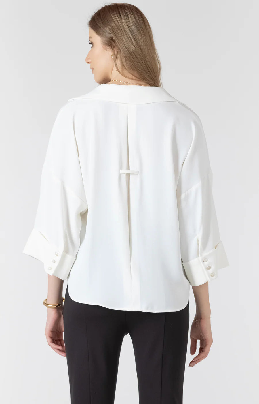 CUFFED BUTTON FRONT BLOUSE "VANILLA"