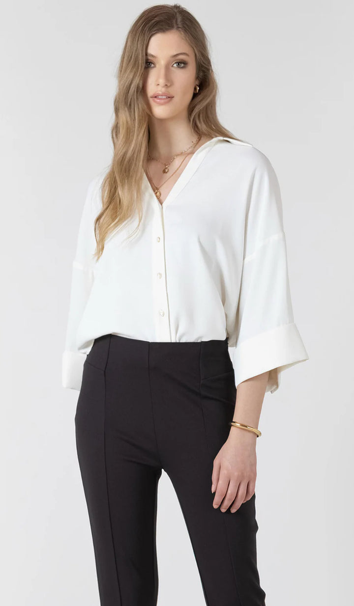 CUFFED BUTTON FRONT BLOUSE "VANILLA"