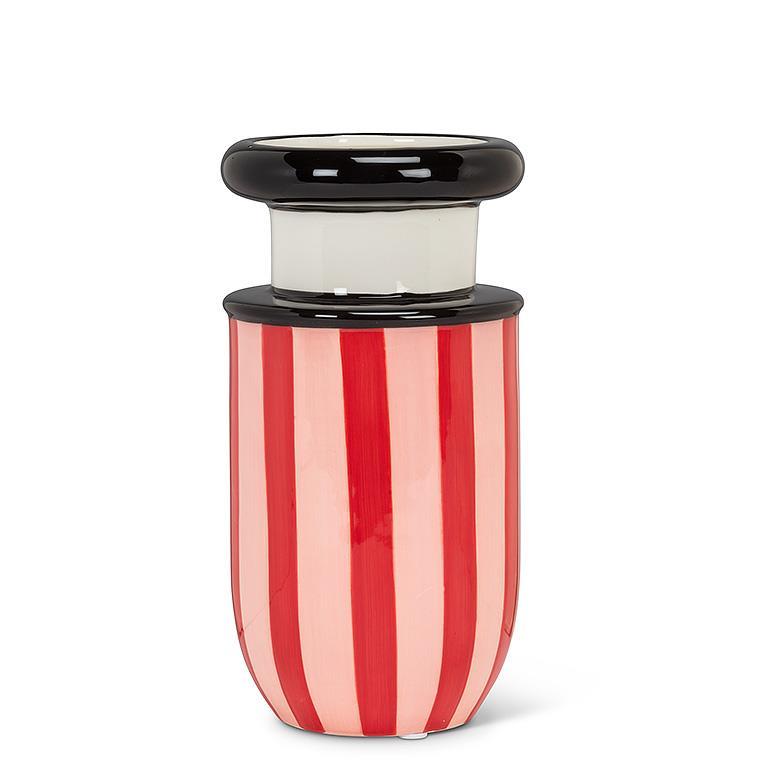 SMALL RED/PINK STRIPED VASE