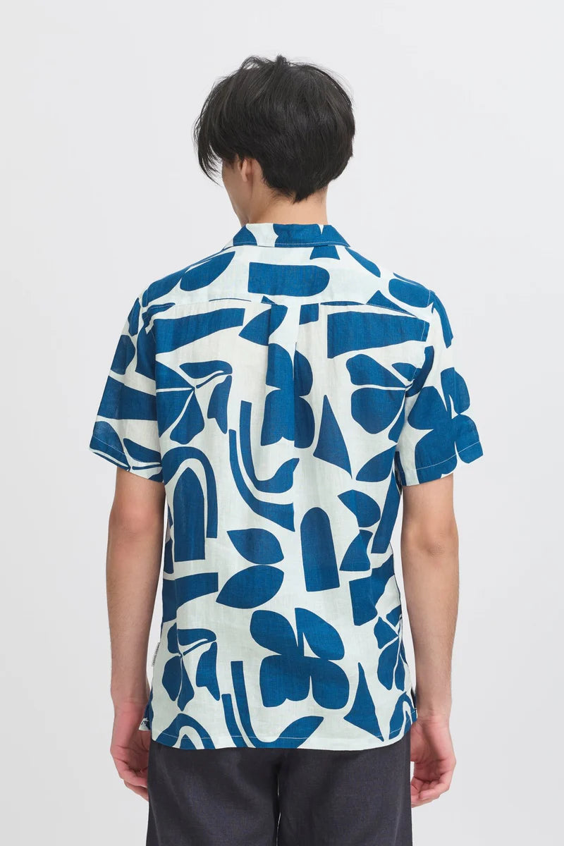 CFWESTON SS RC PRINTED LINEN SHIRT "ESTATE BLUE"