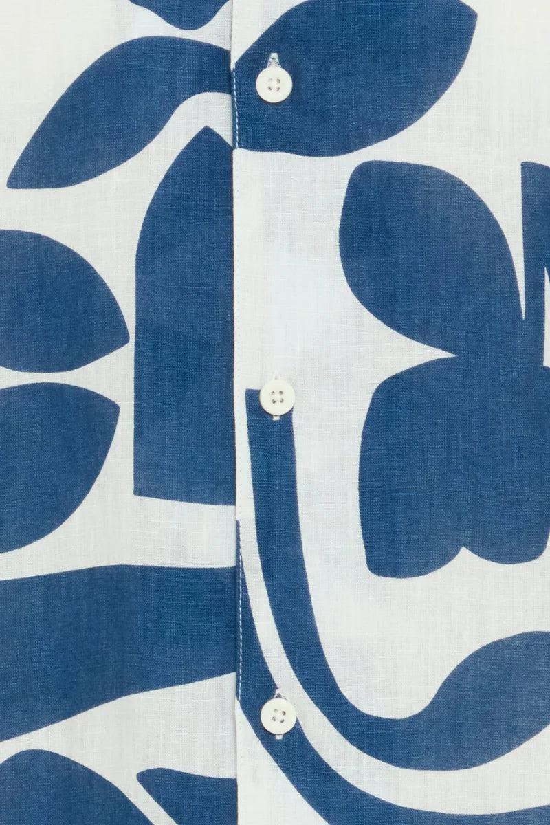 CFWESTON SS RC PRINTED LINEN SHIRT "ESTATE BLUE"