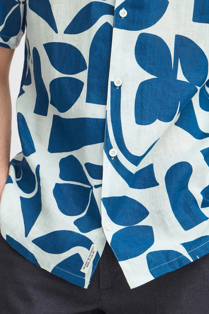 CFWESTON SS RC PRINTED LINEN SHIRT "ESTATE BLUE"