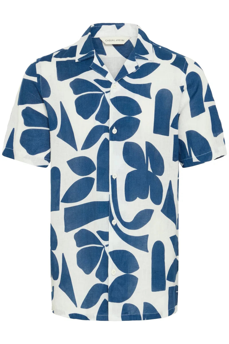 CFWESTON SS RC PRINTED LINEN SHIRT "ESTATE BLUE"