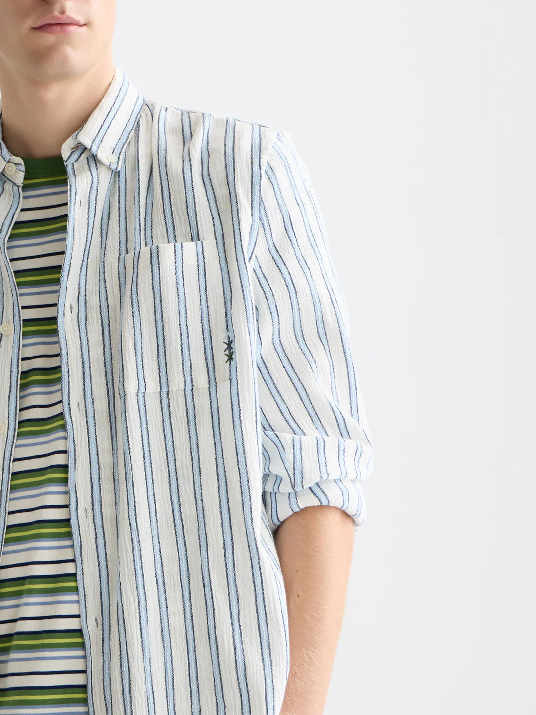 STRIPED CRINKLE TEXTURE SHIRT "WINDSURFER STRIPE"