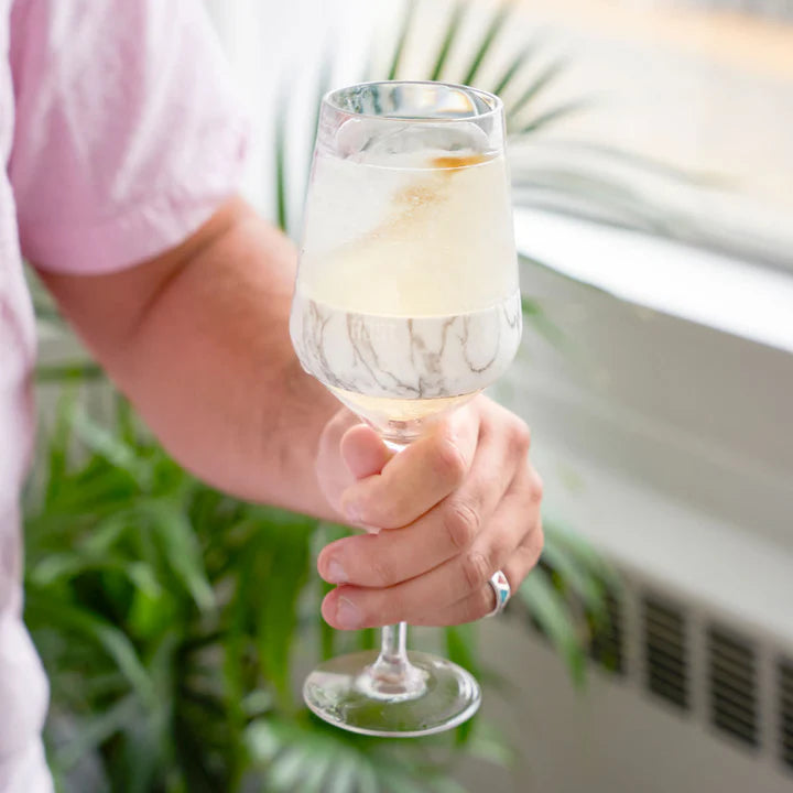 STEMMED WINE FREEZE IN MARBLE, SET OF 2