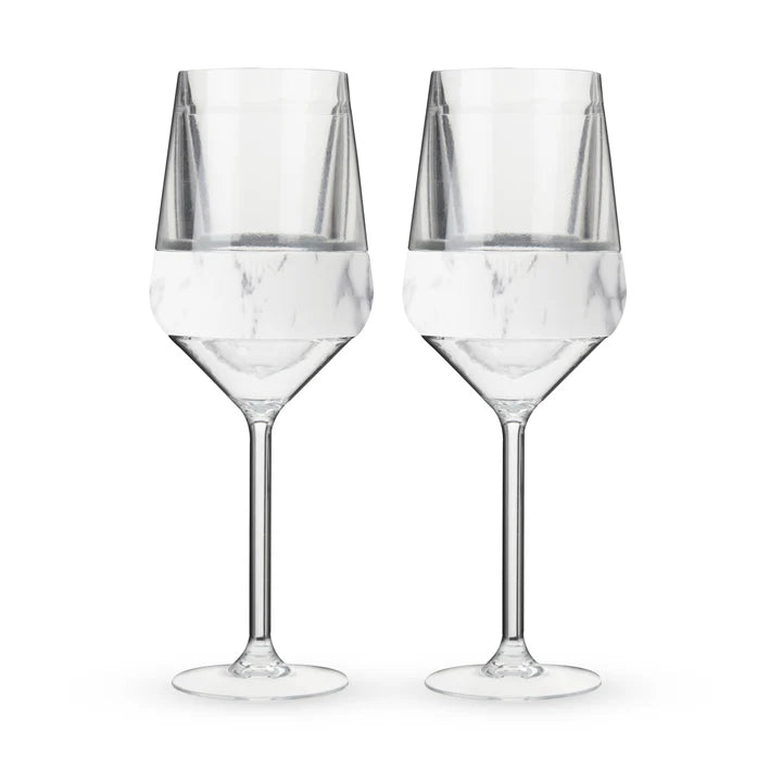 STEMMED WINE FREEZE IN MARBLE, SET OF 2
