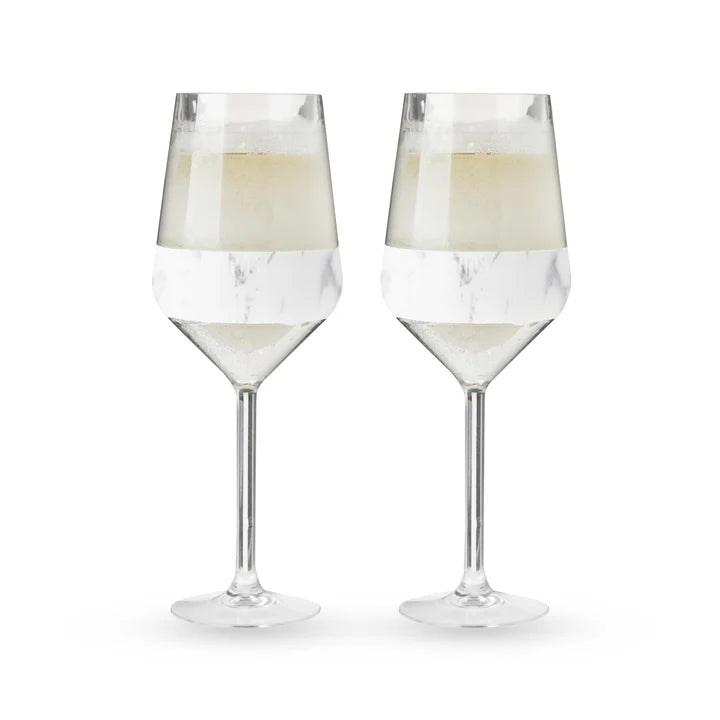STEMMED WINE FREEZE IN MARBLE, SET OF 2