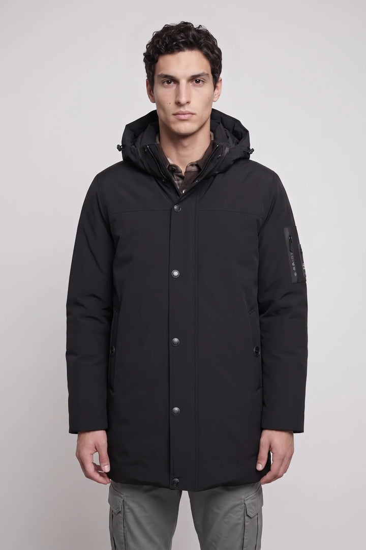WINKLER - LONG PARKA JACKET WITH PUFF TECHNOLOGY FAUX MINK LINING "BLACK"