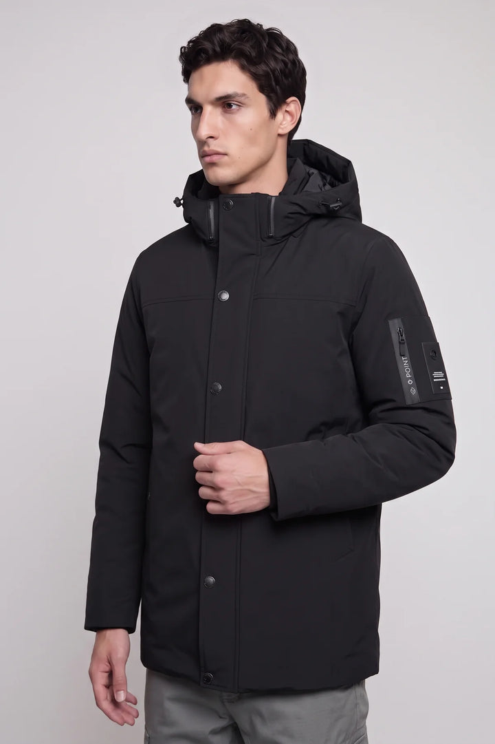WINKLER - LONG PARKA JACKET WITH PUFF TECHNOLOGY FAUX MINK LINING "BLACK"