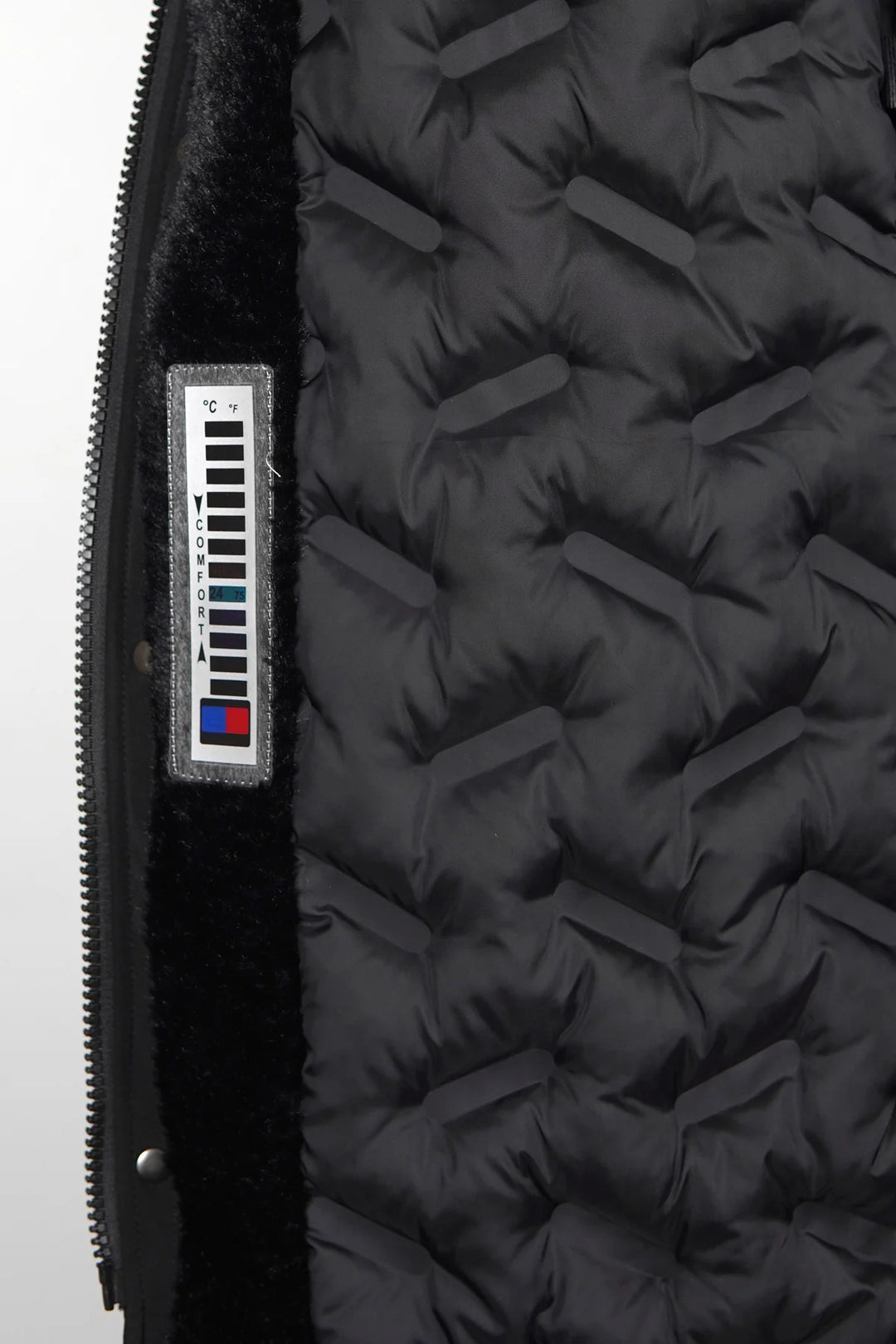 WINKLER - LONG PARKA JACKET WITH PUFF TECHNOLOGY FAUX MINK LINING "BLACK"