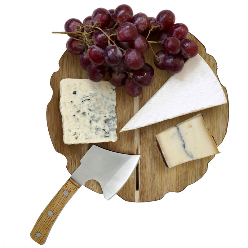 Natural Living Alpine Cheese Platter with Axe Knife