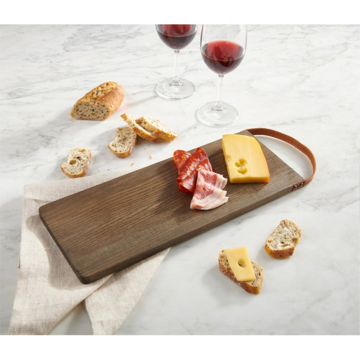 TRUDEAU CUTTING BOARD WITH LEATHER HANDLE