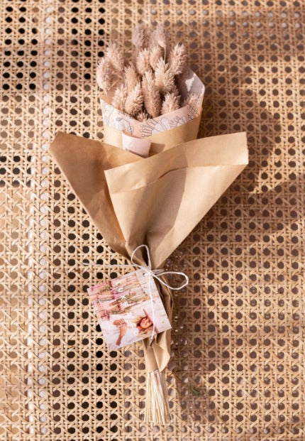 Wrapped Dried Floral Bouquet Baby Pink Rabbit Tails