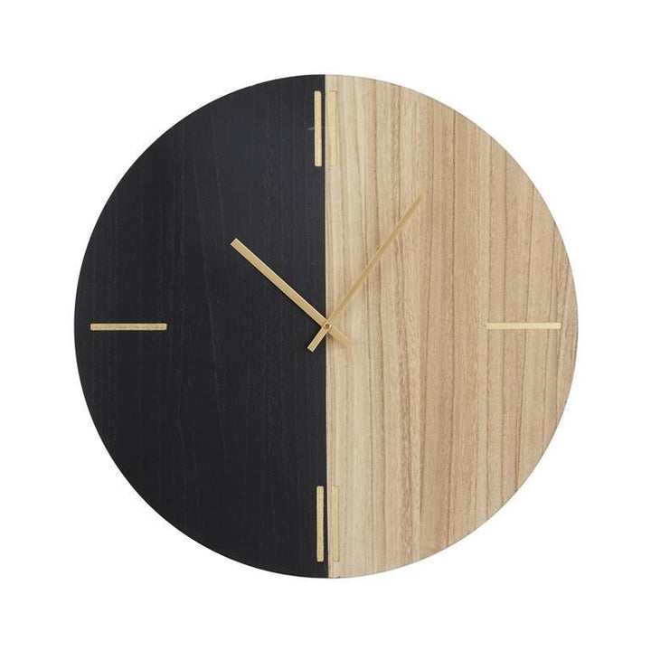 Wall Clock Natural/Black Wood