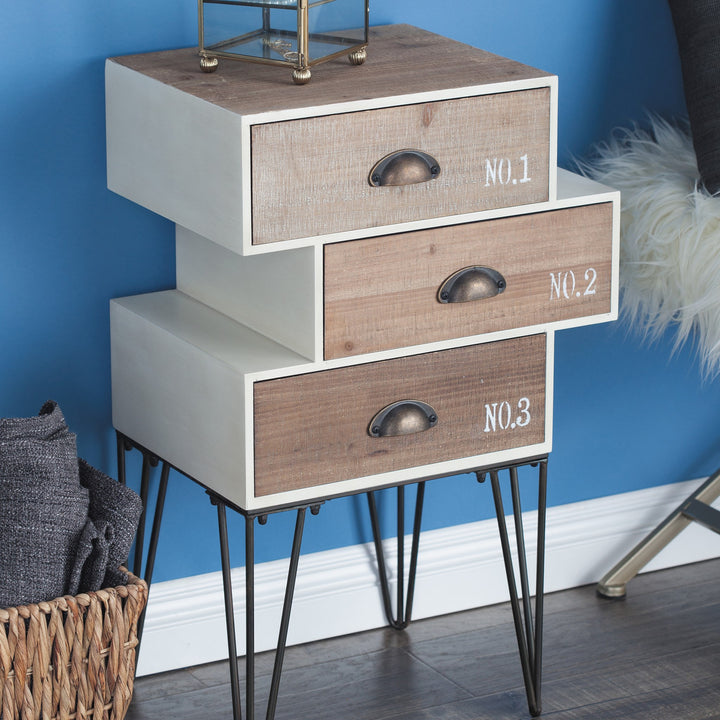 Accent Table Wood 3 Drawers