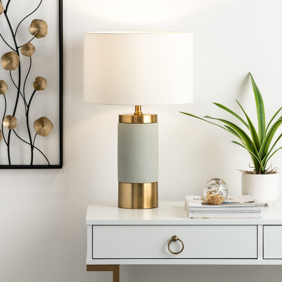 Loris Column Brass/Cement Table Lamp