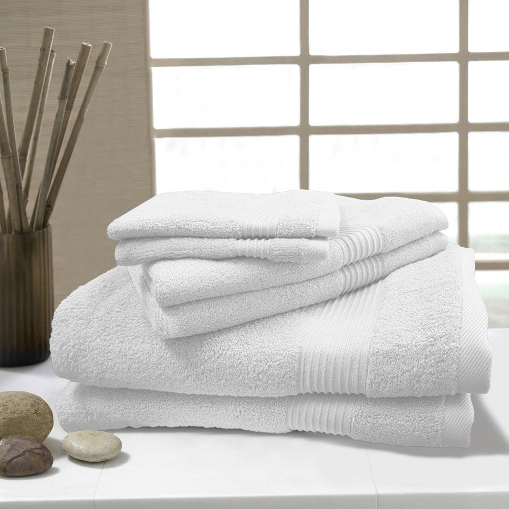 Bamboo Spa Deluxe Set of 6 Towels - White