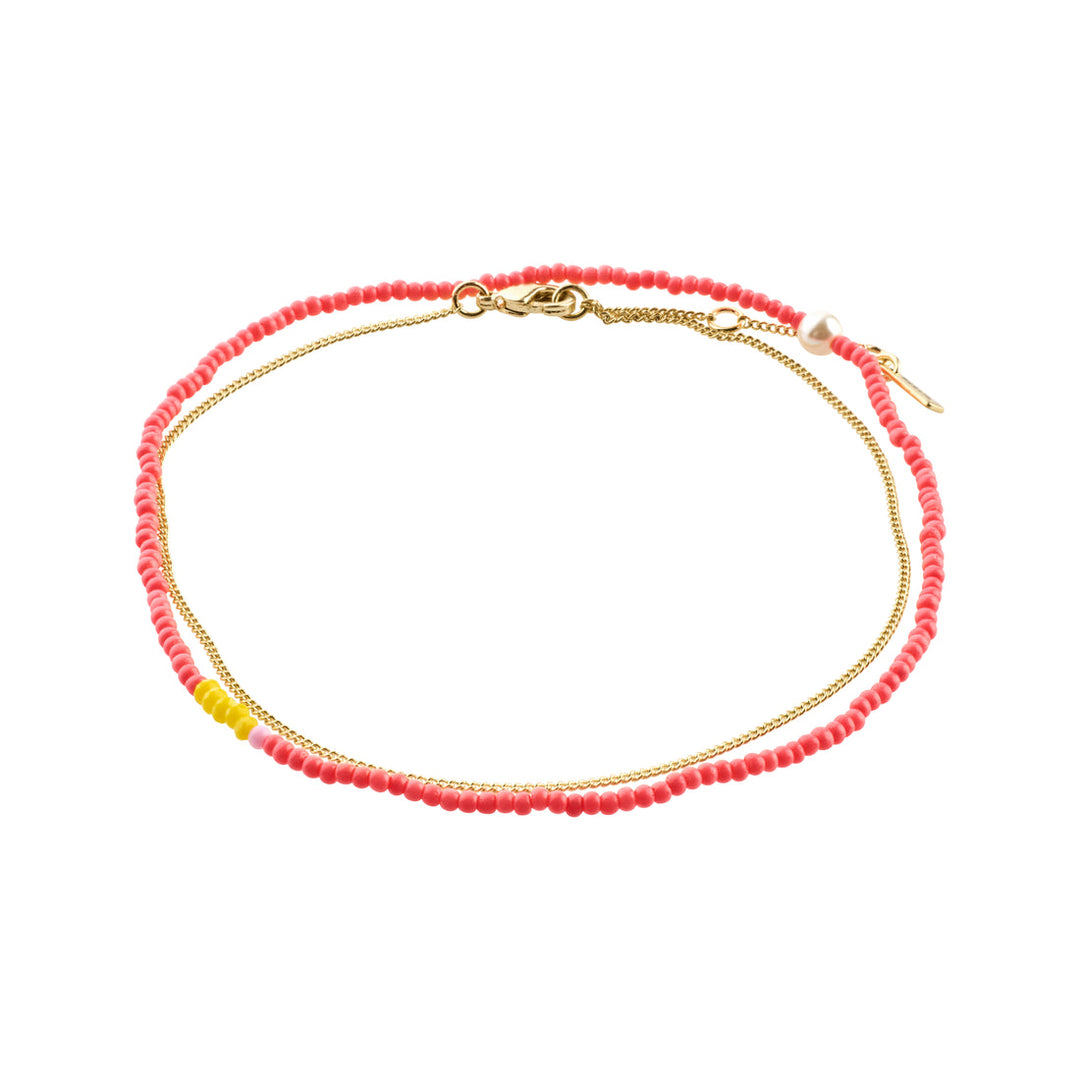 Pilgrim Paloma Ankle Chains 2-In-1 Set Coral Gold Plated