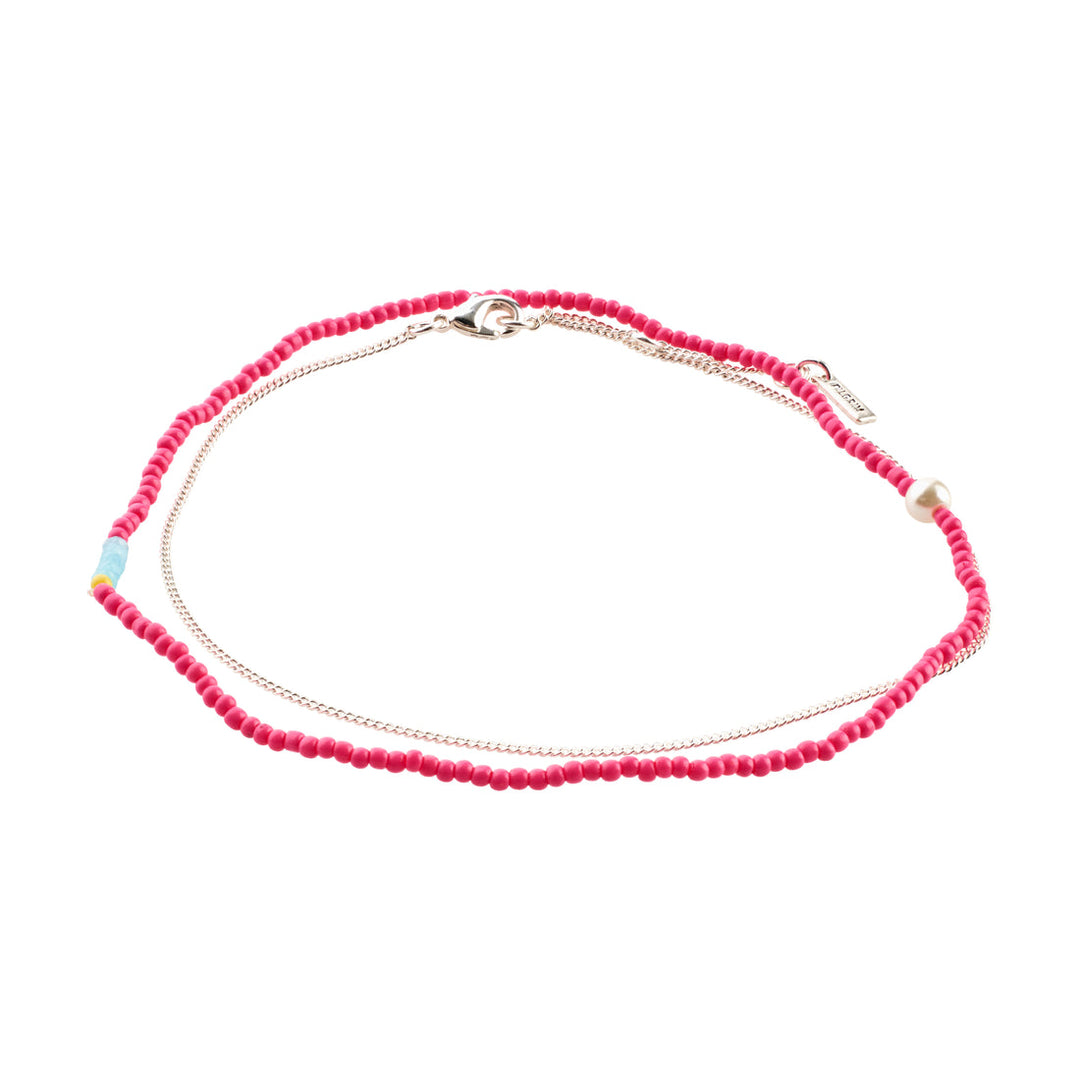 Pilgrim Paloma Ankle Chains 2-In-1 Set Pink Silver Plated