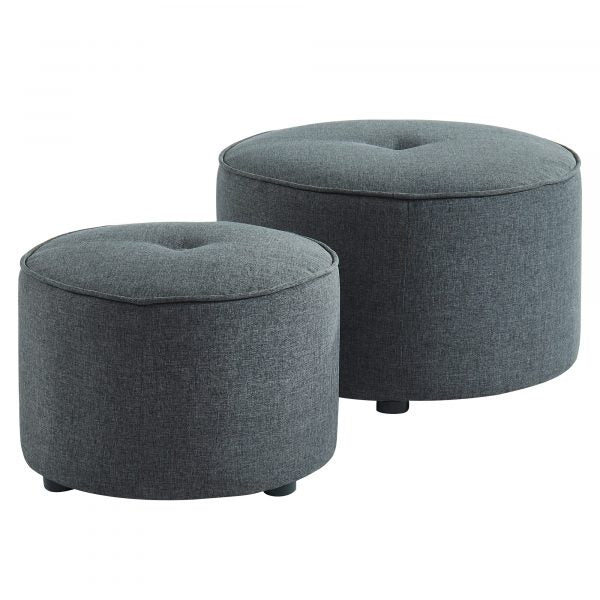 Worldwide Grey Etro 2 Piece Round Ottoman Set