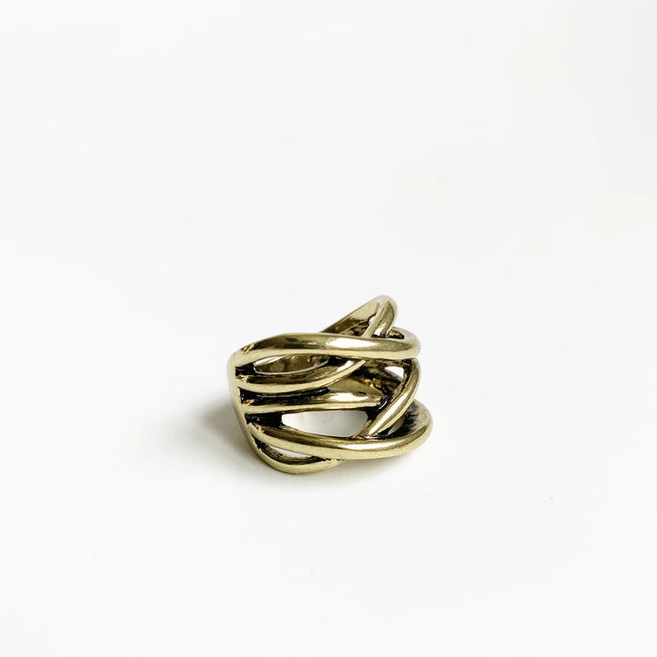 Caracol Multi Lines Ring In Antique Finish