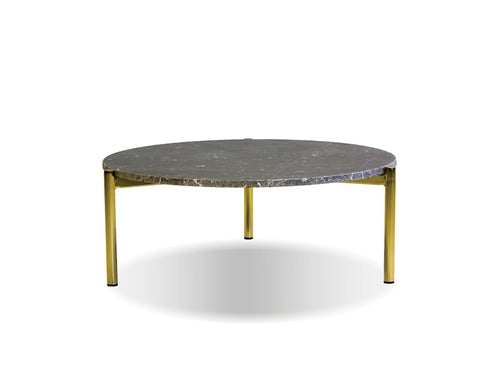 Atlas Coffee Table Black Spanish Marble with Gold Polished Brass Frame 31"