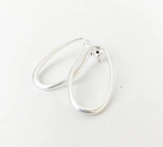 Caracol Minimalist Irregular Post Earrings in Worn Finish