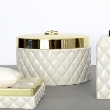 Elle Decor Quilted Ceramic Jar