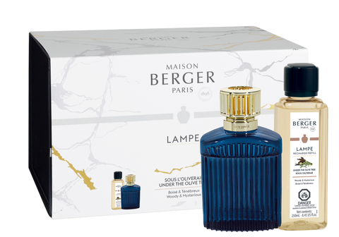 Maison Berger Alpha Imperial Blue Lamp Set with Under the Olive Tree Refill 250ml