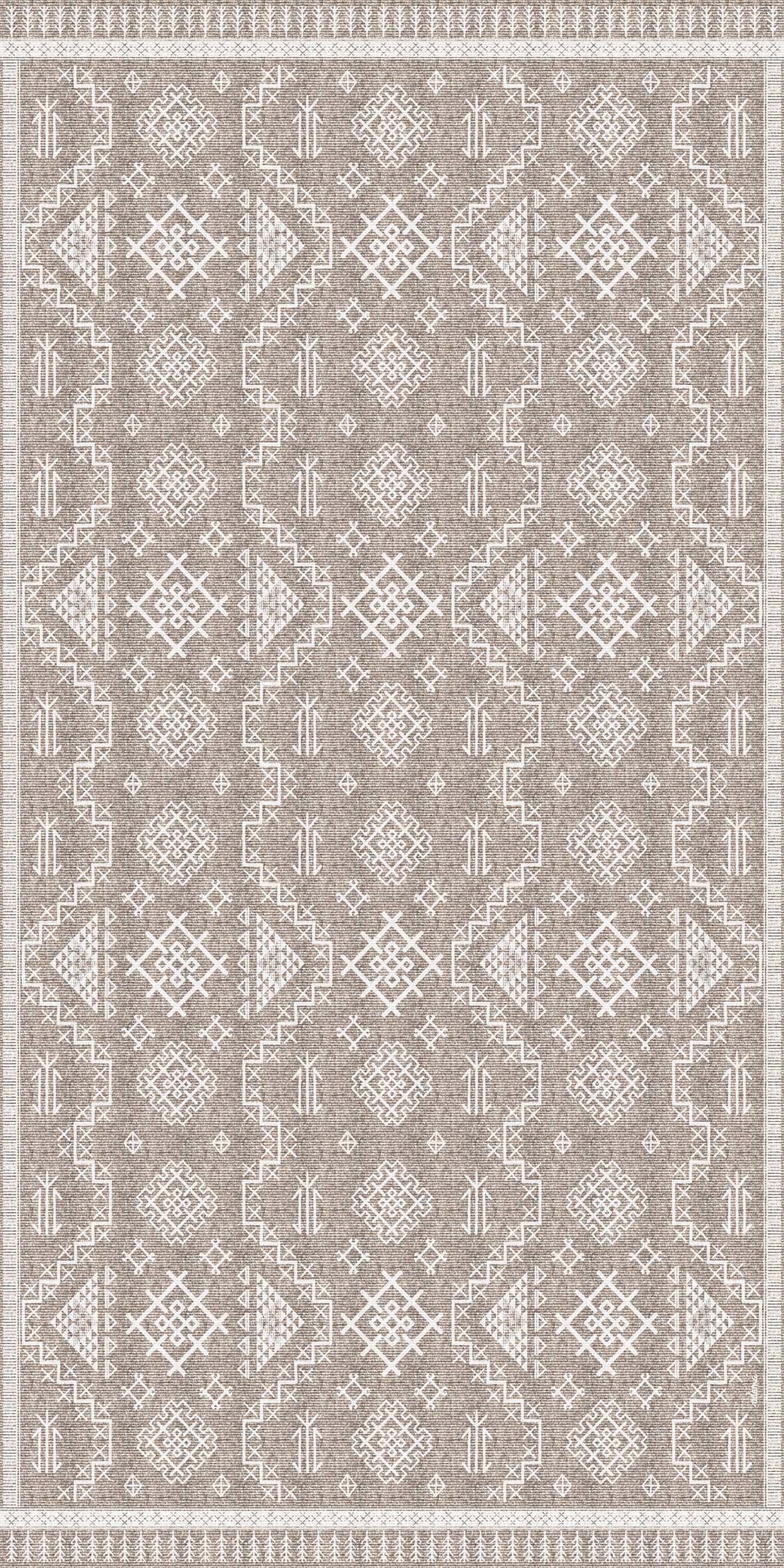 Adama Alma Aztec White Vinyl Rug 120x180cm