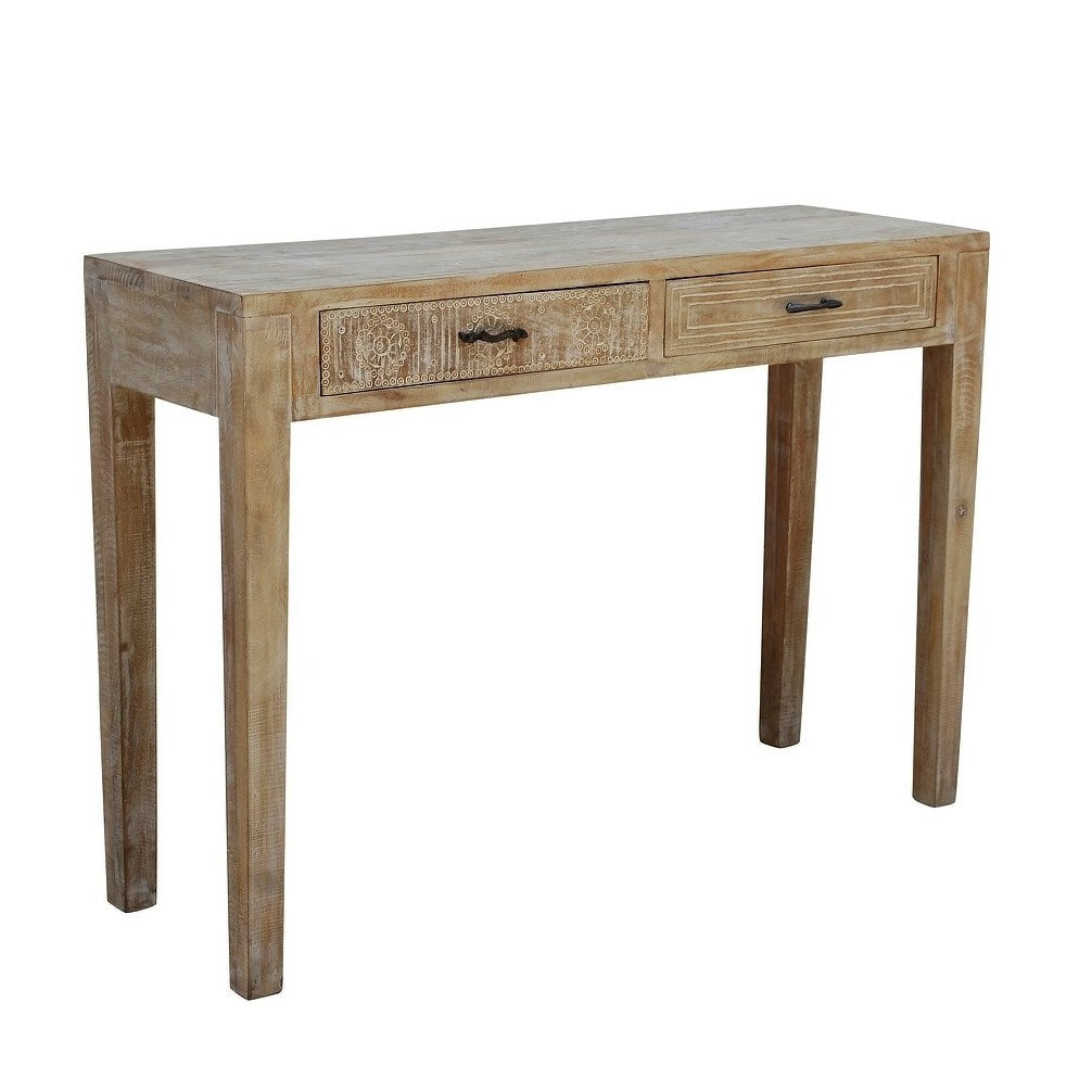 Consol Volta Whitewashed Aged Wood