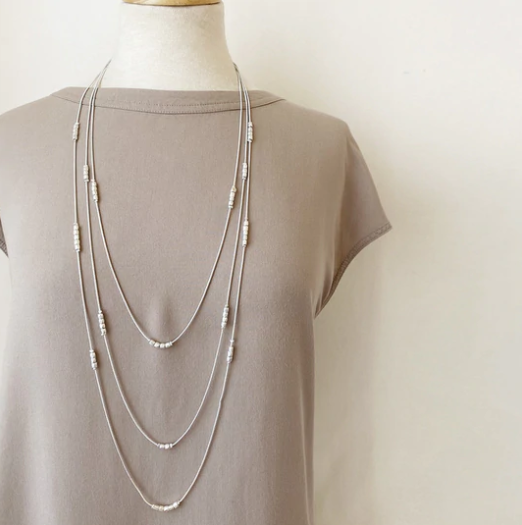 Caracol Multi-Layered Long Necklace With Beaded Details