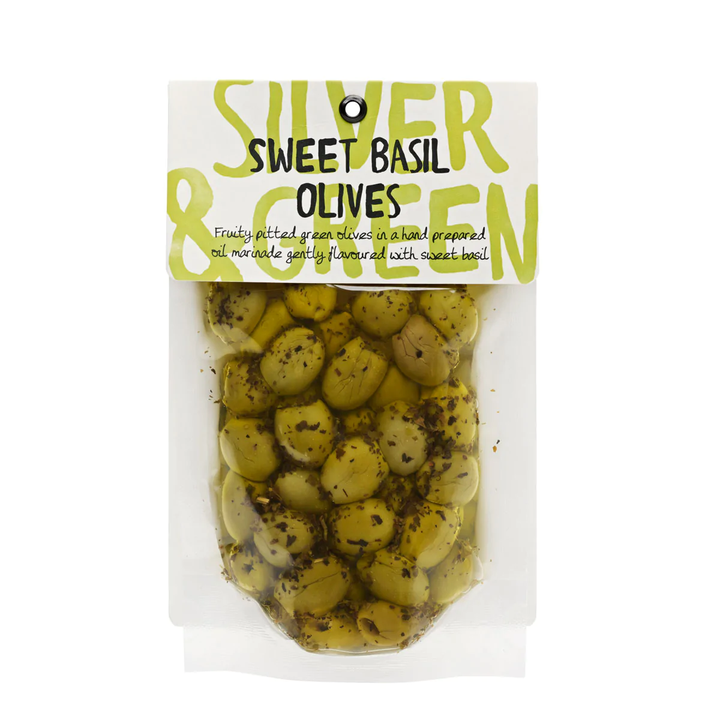 Silver & Green Sweet Basil Green Olives (Pitted)