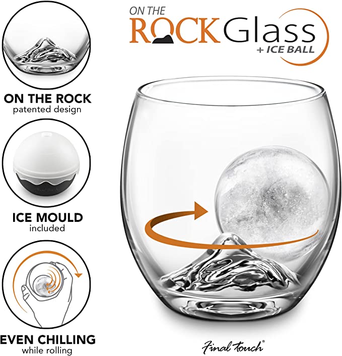 FINAL TOUCH On The Rock Glass with Ice Ball Maker