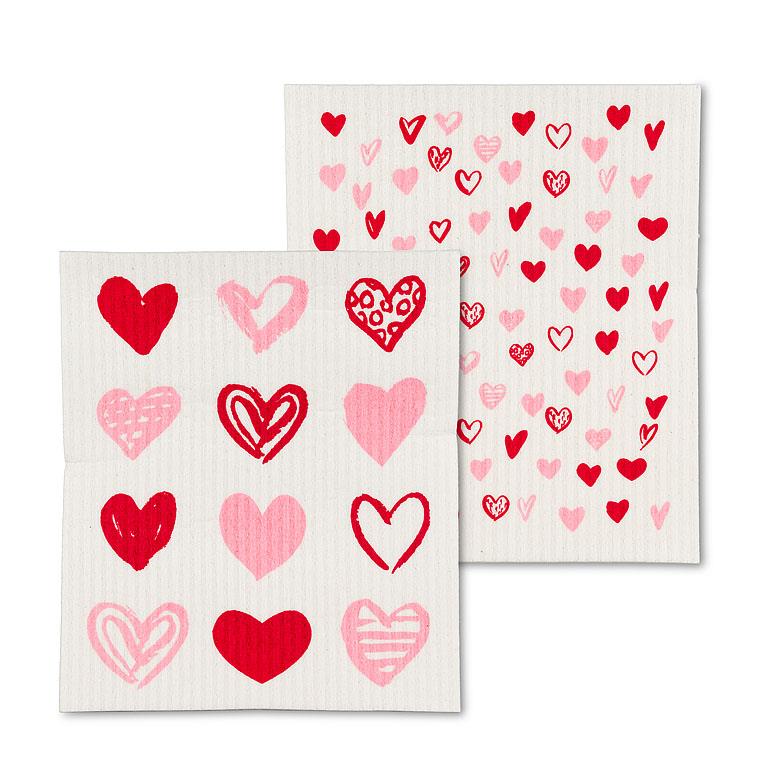 SET OF TWO HEARTS DISH CLOTH