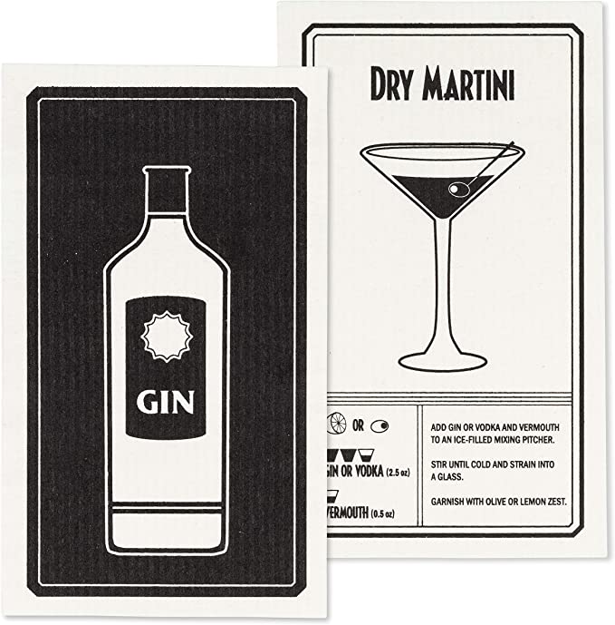 Set of 2 Swedish Dishcloths - Gin/Martini