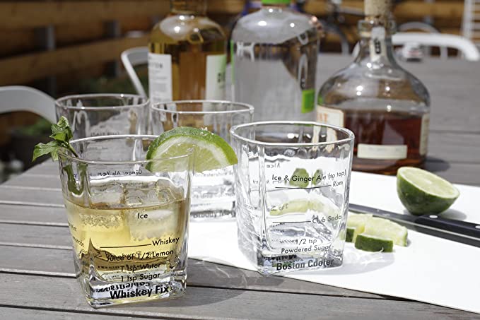 Kikkerland - Jeu de 4 verres transparents pour barman
