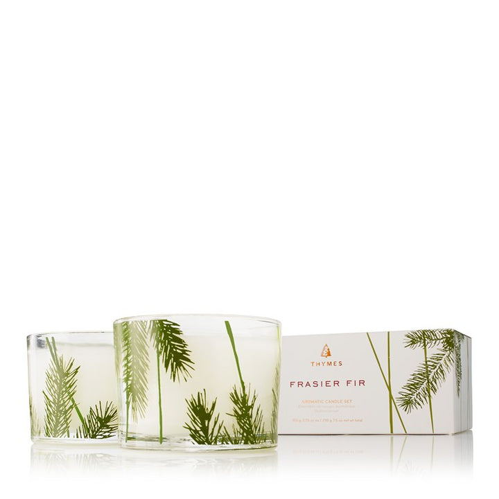Thymes Frasier Fir Poured Candle Set Pine Needle Design