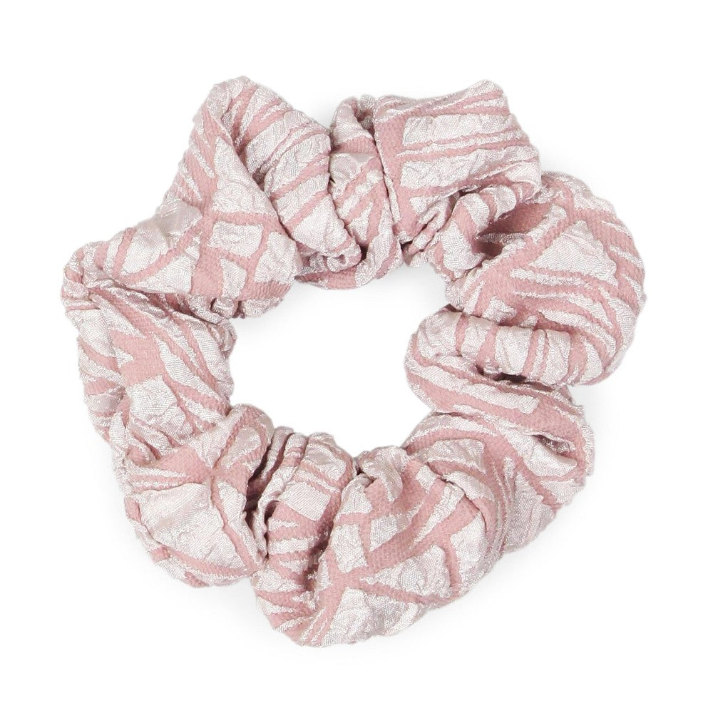 Pink Solid Color Textured Hair Scrunchie