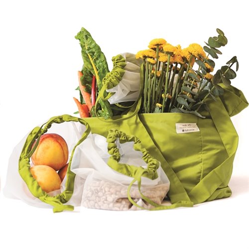4-Piece Market Tote Bag Set - Green