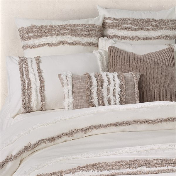 GRENOBLE IVORY AND TAUPE DUVET COVER SET KING