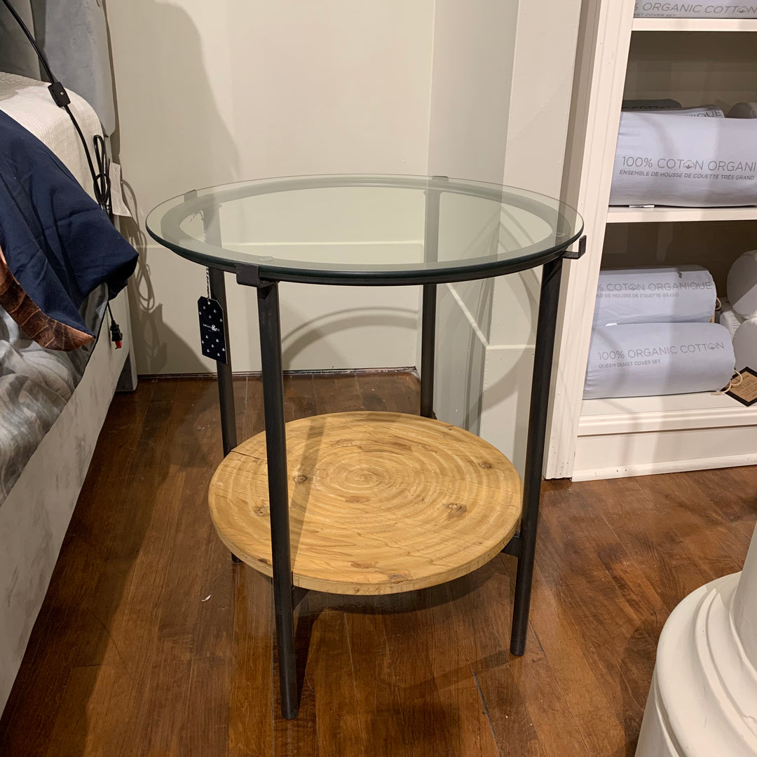 Accent Table Wood/Glass Top