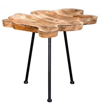 Rustic Modern End Table - Natural Mango Wood Table Top