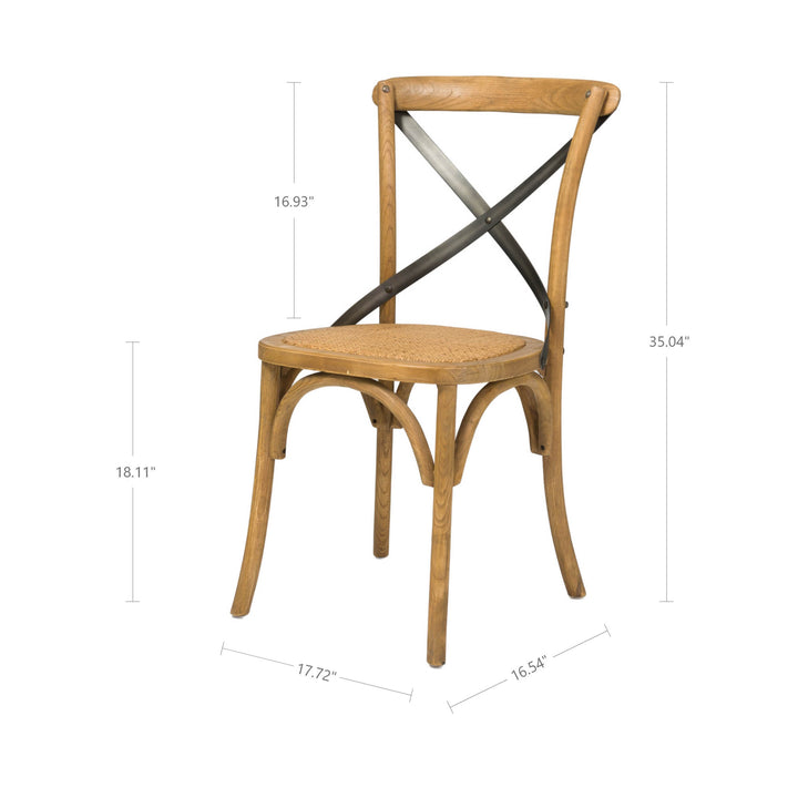 Cross Back Chair Rattan Seat - Natural Rustic