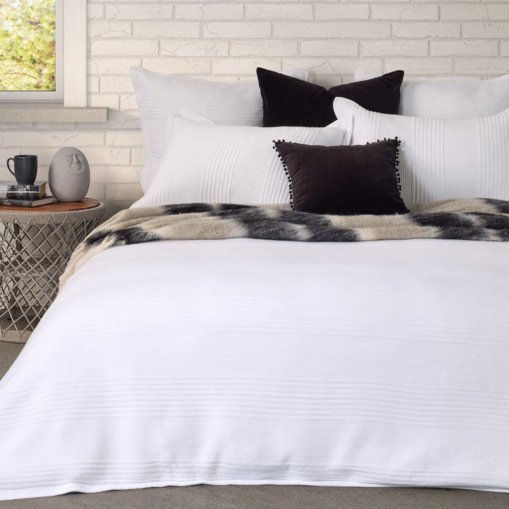 SUITE WHITE QUILTED COTTON DUVET COVER DOUBLE/QUEEN